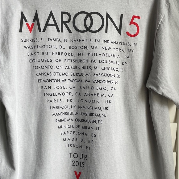 American Apparel Maroon 5 Gray Crewneck Tshirt 2015 Tour - Picture 6 of 6